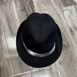 Elegant Black Fedora with Plaid Accent